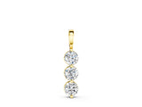 Yellow gold Three-Stone Round Diamond Drop Pendant with Four-Prong Setting_16