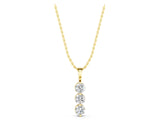 Yellow gold Three-Stone Round Diamond Drop Pendant with Four-Prong Setting_17