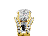Yellow gold Three-Stone Round Diamond Engagement Ring with Pave Band and Prong Setting_7