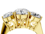 Yellow gold Three-Stone Round Diamond Engagement Ring with Prong Setting on a Classic Band_7