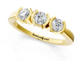 Yellow gold Three-Stone Round Diamond Half Bezel Prong Band_5