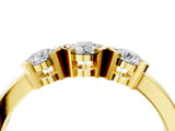 Yellow gold Three-Stone Round Diamond Half Bezel Prong Band_8