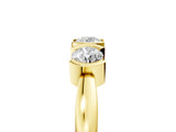 Yellow gold Three-Stone Round Diamond Half Bezel Prong Band_9