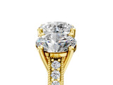 Yellow gold Three-Stone Round Diamond Milgrain Pave Band with Prong Setting 5