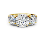 Yellow gold Three-Stone Round Diamond Pavé Band with Prong Setting_3