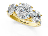 Yellow gold Three-Stone Round Diamond Pavé Band with Prong Setting_4