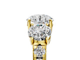 Yellow gold Three-Stone Round Diamond Pavé Band with Prong Setting_8