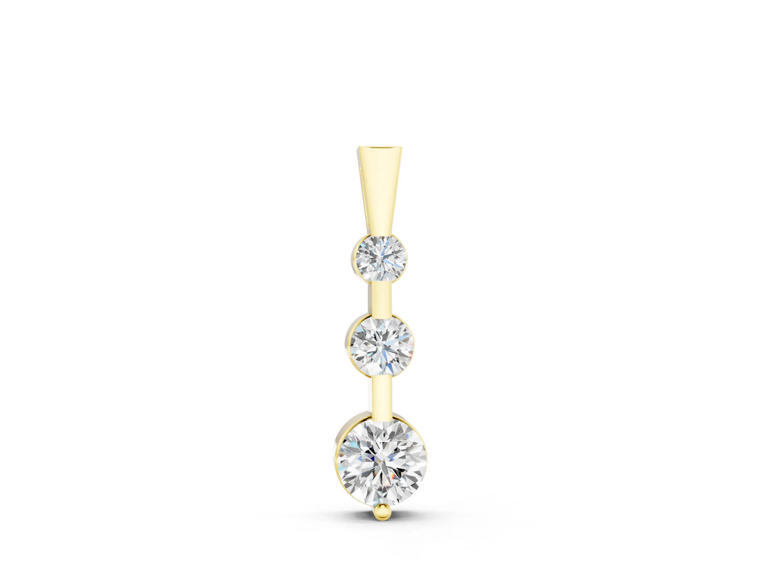 Yellow gold Three-Stone Round Diamond Prong-Set Pendant_11