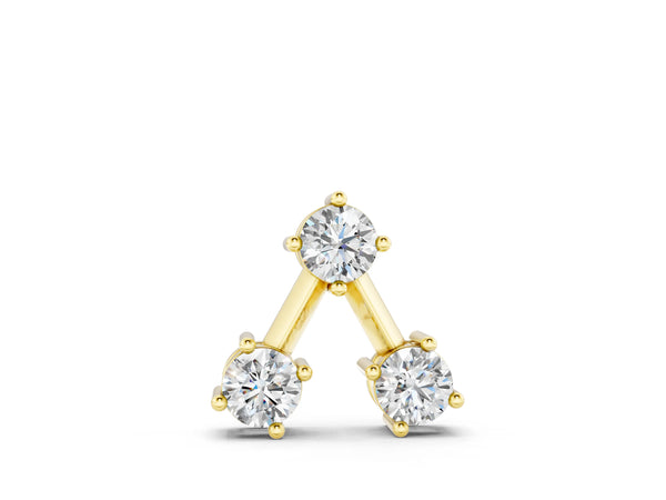 Yellow gold Three-Stone Round Diamond Prong Set Pendant