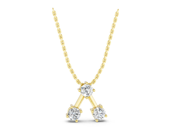 Yellow gold Three-Stone Round Diamond Prong Set Pendant