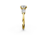 Yellow gold Three-Stone Round Diamond Ring with Pear Side Stones in Four-Prong Setting_65