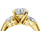 Yellow gold Three-Stone Round Diamond Ring with Pear Side Stones in Four-Prong Setting_67