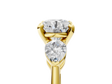 Yellow gold Three-Stone Round Diamond Ring with Pear Side Stones in Four-Prong Setting_68
