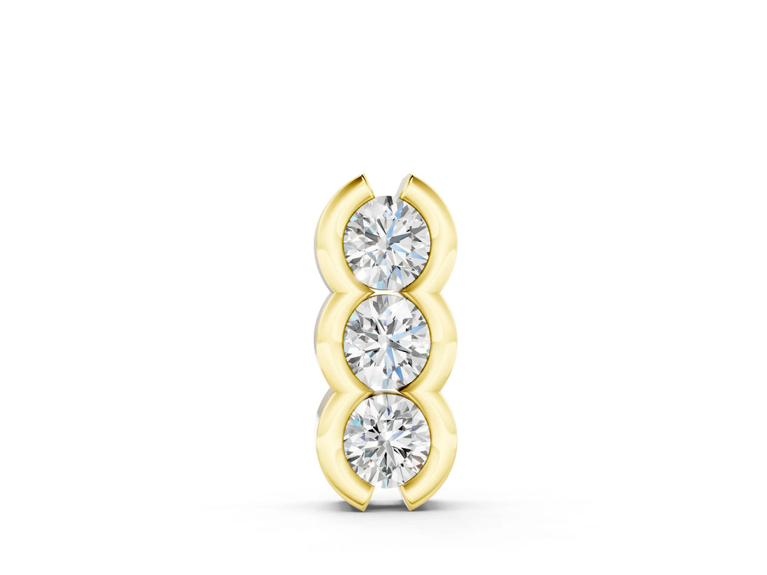 Yellow gold Three Stone Round Diamond Shared Prong Pendant_6