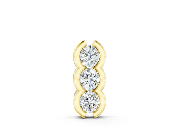 Yellow gold Three Stone Round Diamond Shared Prong Pendant