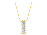 Yellow gold Three Stone Round Diamond Shared Prong Pendant_7