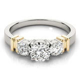 Yellow gold Three-Stone Round Diamond Solitaire Ring with Channel Band and Prong Setting 1