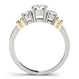 Yellow gold Three-Stone Round Diamond Solitaire Ring with Channel Band and Prong Setting 2