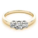 Yellow gold Three-Stone Round Diamond Solitaire Ring with Channel Set Band and Four-Prong Setting 1