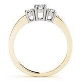 Yellow gold Three-Stone Round Diamond Solitaire Ring with Channel Set Band and Four-Prong Setting 2