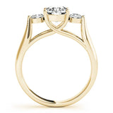 Yellow gold Three-Stone Round Diamond Solitaire with Tapered Band and Four-Prong Setting 2