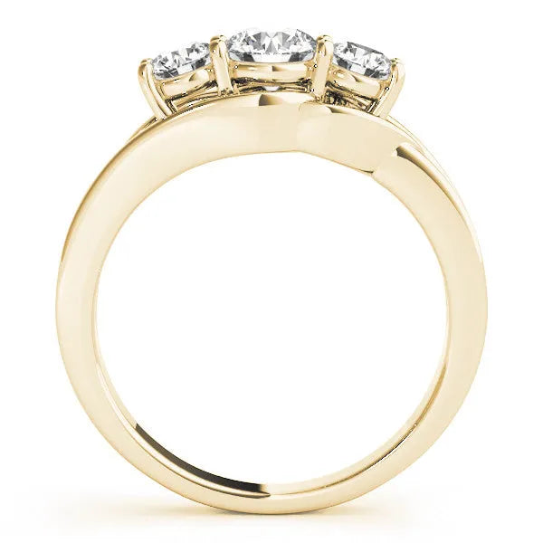 Yellow gold Three-Stone Round Diamond Split Shank Prong Setting Ring
