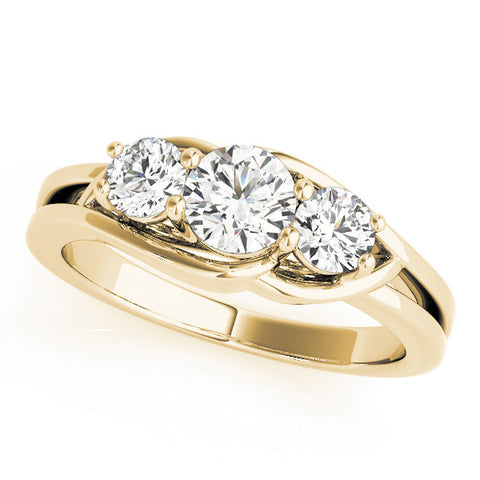 Yellow gold Three-Stone Round Diamond Split Shank Prong Setting Ring