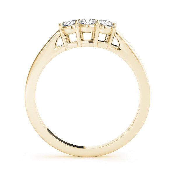 Yellow gold Three-Stone Round Diamond Tension Set Solitaire Band with Prong Setting 1