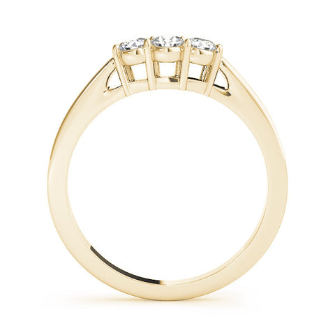 Yellow gold Three-Stone Round Diamond Tension Set Solitaire Band with Prong Setting 1