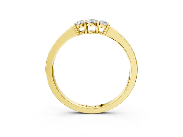 Yellow gold Three-Stone Round Diamond Tension Set Solitaire Band with Prong Setting