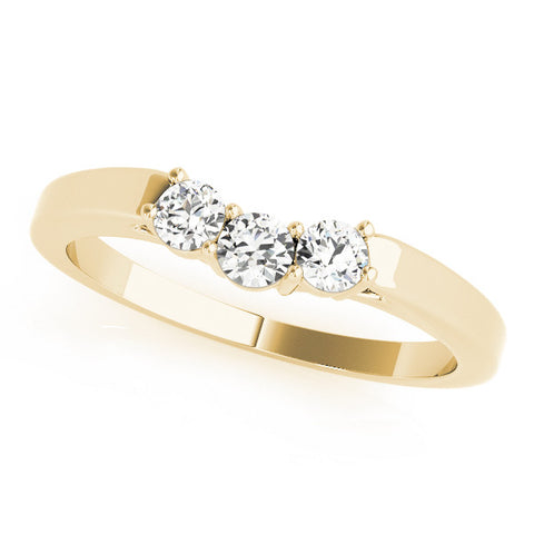 Yellow gold Three-Stone Round Diamond Tension Set Solitaire Band with Prong Setting