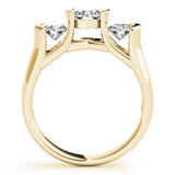 Yellow gold Three-Stone Round Diamond Trellis Engagement Ring with Channel-Set Band 2