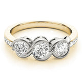 Yellow gold Three-Stone Round Diamond Twist Band with Channel Setting 1