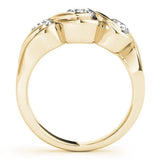 Yellow gold Three-Stone Round Diamond Wave Band with Bezel Setting 2