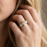 Yellow gold Three-Stone Round Diamond Wave Band with Bezel Setting_14