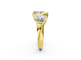Yellow gold Three-Stone Round Diamond Wave Band with Bezel Setting_16