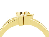 Yellow gold Three-Stone Round Green Sapphire Leaf Bypass Ring with Bezel Setting_10