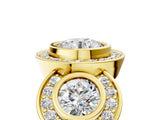 Yellow gold Three-Stone Round Halo Pavé Diamond Ring_8