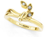 Yellow gold Three-Stone Round Moissanite Leaf Bypass Ring with Bezel Setting_12