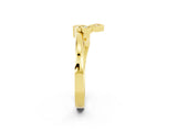 Yellow gold Three-Stone Round Moissanite Leaf Bypass Ring with Bezel Setting_13