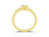 Yellow gold Three-Stone Round Peridot Leaf Bypass Ring with Bezel Setting_9