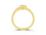 Yellow gold Three-Stone Round Pink Sapphire Leaf Bypass Ring with Bezel Setting_21