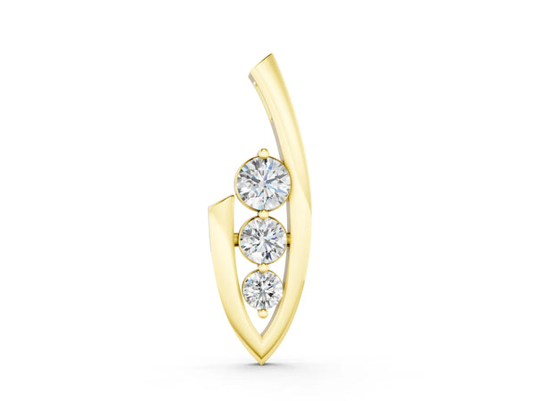 Yellow gold Three-Stone Round Prong-Set Pendant