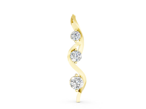 Yellow gold Three-Stone Round Prong-Set Swirl Pendant