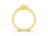 Yellow gold Three-Stone Round Yellow Sapphire Leaf Bypass Ring with Bezel Setting_21