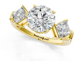 Yellow gold Three-Stone Round and Princess Cut Diamond Ring with Channel Band and Four-Prong Setting_25