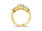 Yellow gold Three-Stone Round and Princess Cut Diamond Ring with Channel Band and Four-Prong Setting_27