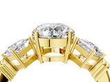Yellow gold Three-Stone Round and Princess Cut Diamond Ring with Channel Band and Four-Prong Setting_28