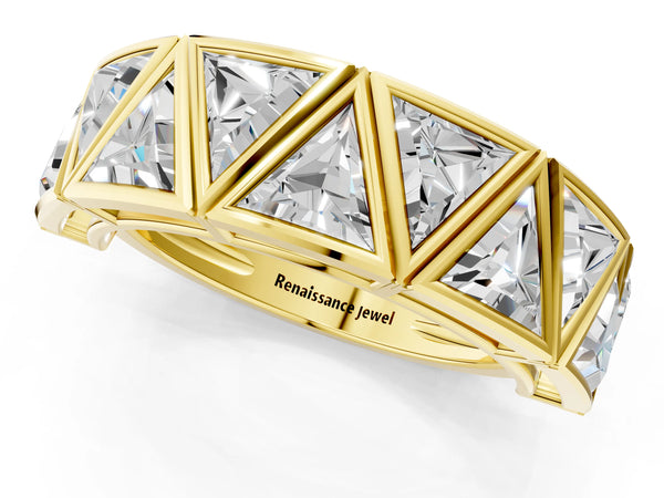 Yellow gold Triangle Diamond Geometric Mens Band