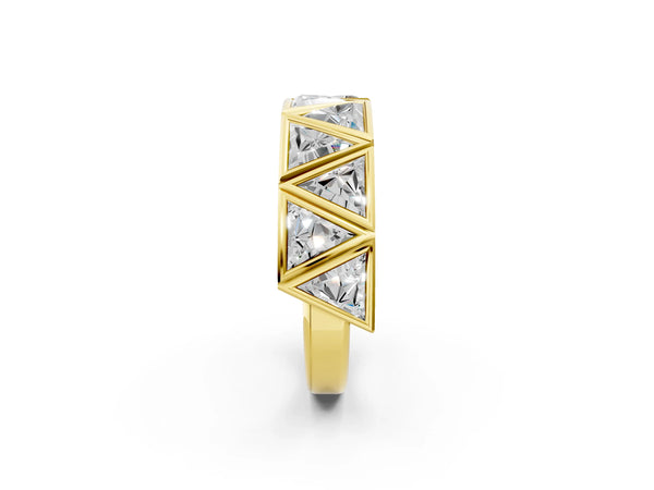 Yellow gold Triangle Diamond Geometric Mens Band